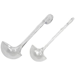 chef craft plastic dressing and sauces ladles, 1 ounce 5.5 inch and 2 ounce 6 inch 2 piece set, clear
