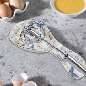 LEAZUL Ceramic Spoon Rest for Stove Top Large Spoon Holder Farmhouse Spoon Rest for Kitchen Counter Floral Coffee Spoon Rest Butterfly Print Cooking Utensil Tools Rest Modern Farmhouse Kitchen Decor