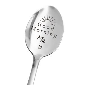 best mom gifts - good morning ma spoon - funny mom spoon engraved stainless steel - tea coffee spoon - mom gift from daughter son husband - perfect mother's day/birthday/christmas gifts