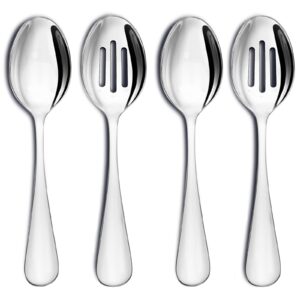 vivani serving spoon set, 8.5 inches serving spoons stainless steel x 2, slotted serving spoons x 2, serving utensils set for parties buffet banquet