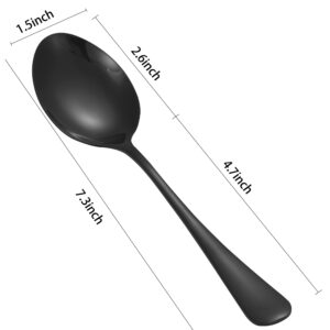 16Pcs Black Dinner Spoons,7.3" Tablespoon Silverware,Stainless Steel Titanium Black Plating Soup Spoons,Mirror Polished Table Spoon Set for Home Kitchen or Restaurant,Dishwasher Safe