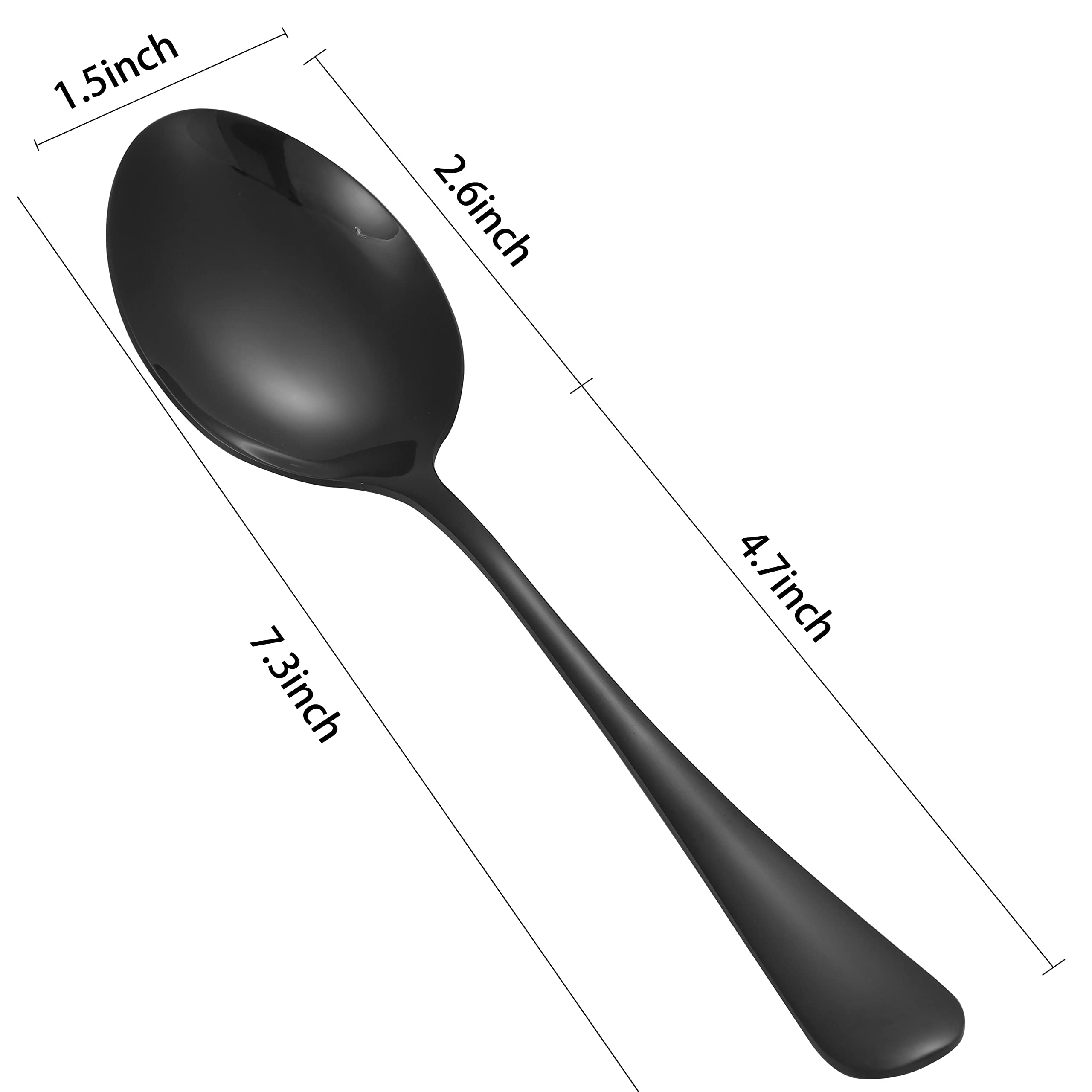 16Pcs Black Dinner Spoons,7.3" Tablespoon Silverware,Stainless Steel Titanium Black Plating Soup Spoons,Mirror Polished Table Spoon Set for Home Kitchen or Restaurant,Dishwasher Safe