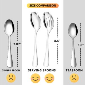 VIVANI Serving Spoon Set, 8.5 inches Serving Spoons Stainless Steel x 2, Slotted Serving Spoons x 2, Serving Utensils Set for Parties Buffet Banquet