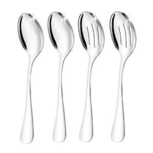 VIVANI Serving Spoon Set, 8.5 inches Serving Spoons Stainless Steel x 2, Slotted Serving Spoons x 2, Serving Utensils Set for Parties Buffet Banquet