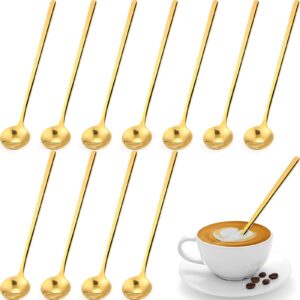 coffee spoons gold 6.7 inch long handle stirring spoons gold espresso spoons stainless steel tea spoon mini tasteless dessert table spoons stirring spoon for sugar cake ice cream cappuccino (12 pcs)
