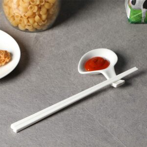 LEETOYI Ceramic Chopsticks Set of 5, Porcelain Chinese Chopsticks Easy To Clean, 9.6-Inch (White)