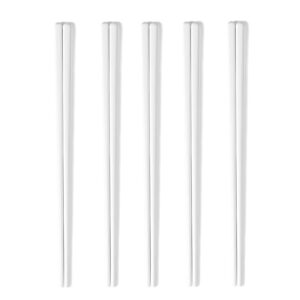 LEETOYI Ceramic Chopsticks Set of 5, Porcelain Chinese Chopsticks Easy To Clean, 9.6-Inch (White)