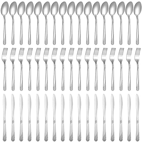 201 Pcs Silverware Set Stainless Steel Flatware Sets Service for 67 Silver Cutlery Set Serving Utensils Set Includes 67 Knife 67 Fork 67 Spoon for Kitchen Dinner Table, Mirror Polished Dishwasher Safe