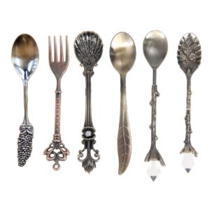 dessert spoons,coffee spoonteaspoon,awakingdemi vintage style metal carved fruit dessert spoons for kitchen dining bar,6pccs/set