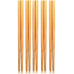 luxxii 9.5" natural chinese bamboo wooden chopsticks set reusable classic style wood chopsticks (5 pairs)