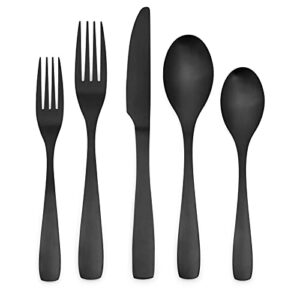 bettlife matte black silverware 20 piece, spoon and fork set, kitchen cutlery set for new apartment, stainless steel, dishwasher safe