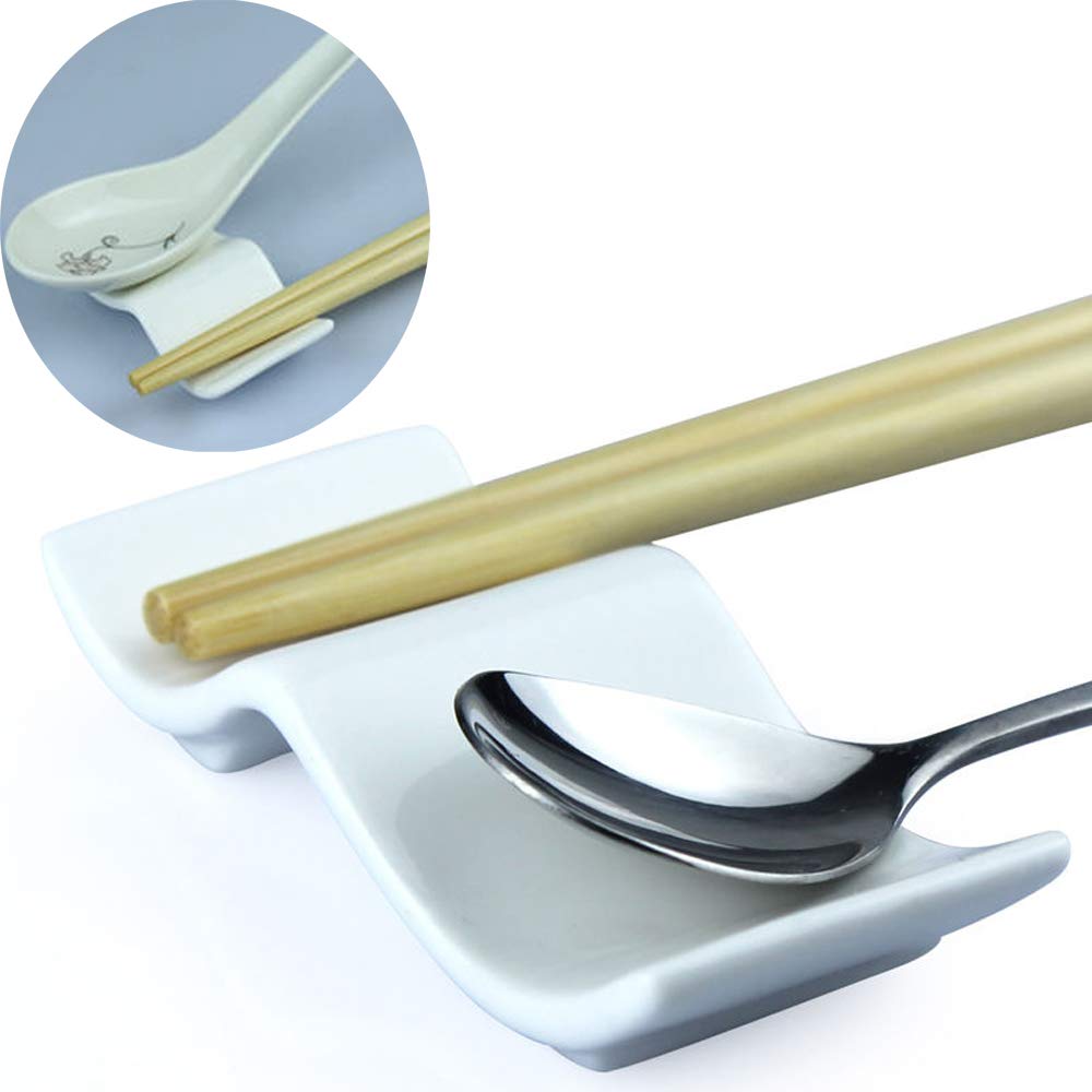 Ceramic Chopsticks Rest Rack Set of 6pcs,Chinese Style Dinner Spoon Stand Knife Fork Holder Porcelain Chopsticks Stand