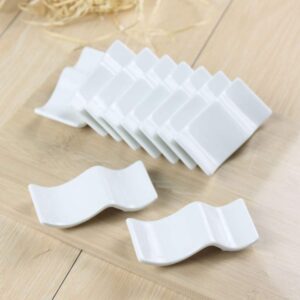 Ceramic Chopsticks Rest Rack Set of 6pcs,Chinese Style Dinner Spoon Stand Knife Fork Holder Porcelain Chopsticks Stand