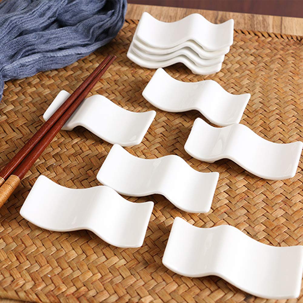 Ceramic Chopsticks Rest Rack Set of 6pcs,Chinese Style Dinner Spoon Stand Knife Fork Holder Porcelain Chopsticks Stand