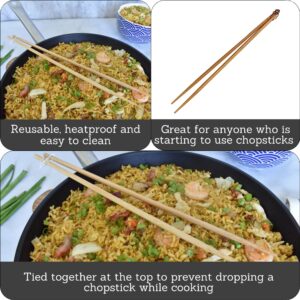 IMUSA 4 Pack 13.5" Bamboo Cooking Chopsticks,Brown