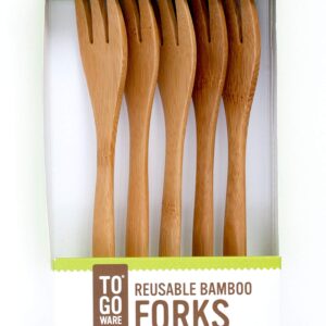 TO GO WARE Bamboo Reusable Forks | No BPA or Phthalates | Dishwasher-Safe | Nonstick Surface Safe | Made from Durable, Sustainable Materials | Eco-Conscious Utensils | Pack of 5