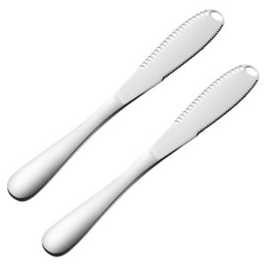 hansware butter knife,butter cutter slicer stainless steel butter knife spreader,3 in 1 multi function cheese knife easy spread butter curler knife for cold butter,peanut. (2 pcs)