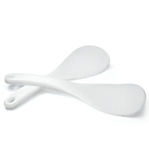 vonty 2pcs plastic rice paddle spoon 7.5 inch, white