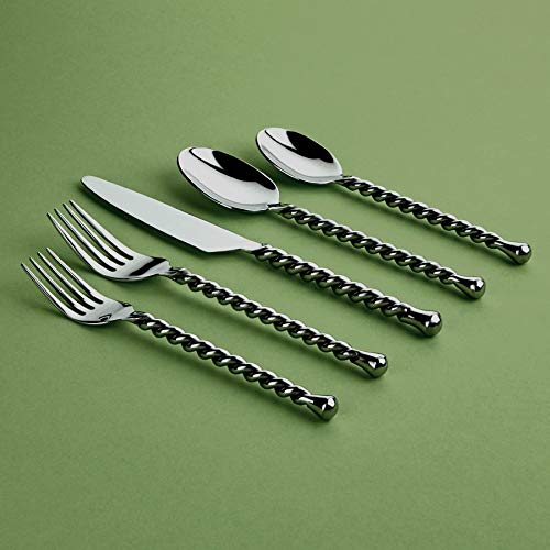 Gourmet Settings 20-Piece Silverware Silver Tear Collection Polished Stainless Steel Flatware Sets, Service for 4