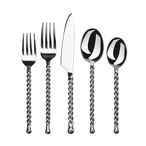 Gourmet Settings 20-Piece Silverware Silver Tear Collection Polished Stainless Steel Flatware Sets, Service for 4