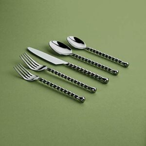 Gourmet Settings 20-Piece Silverware Silver Tear Collection Polished Stainless Steel Flatware Sets, Service for 4