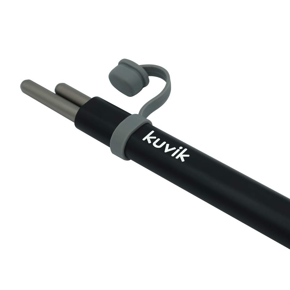 Kuvik Titanium Chopsticks with Black Carrying Case - Ultralight and Reusable Chopsticks for Camping