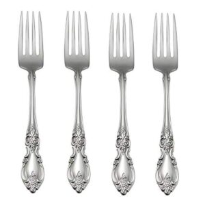 oneida louisiana fine flatware dinner forks, set of 4, 18/10 stainless steel