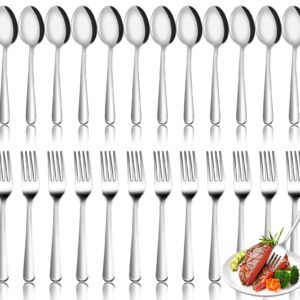 24 Pcs Forks and Spoons Silverware Set,Stainless Steel Flatware Cutlery Set,Food Grade Kitchen Utensil for Home Restaurant,12 Dinner Spoons and 12 Dinner Forks,Mirror Polished,Dishwasher Safe