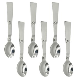 maydahui folding spoon and fork sus 18/10（304）stainless steel salad spork portable for thermos and travel (pack of 6)