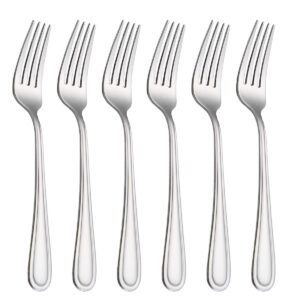 hissf dinner forks stainless steel 18/0 of table forks 6 pcs for home, kitchen restaurant, dishwasher safe, 7.99 inches, silver