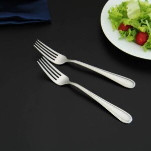 HISSF Dinner Forks Stainless Steel 18/0 of Table Forks 6 Pcs for Home, Kitchen Restaurant, Dishwasher Safe, 7.99 Inches, Silver