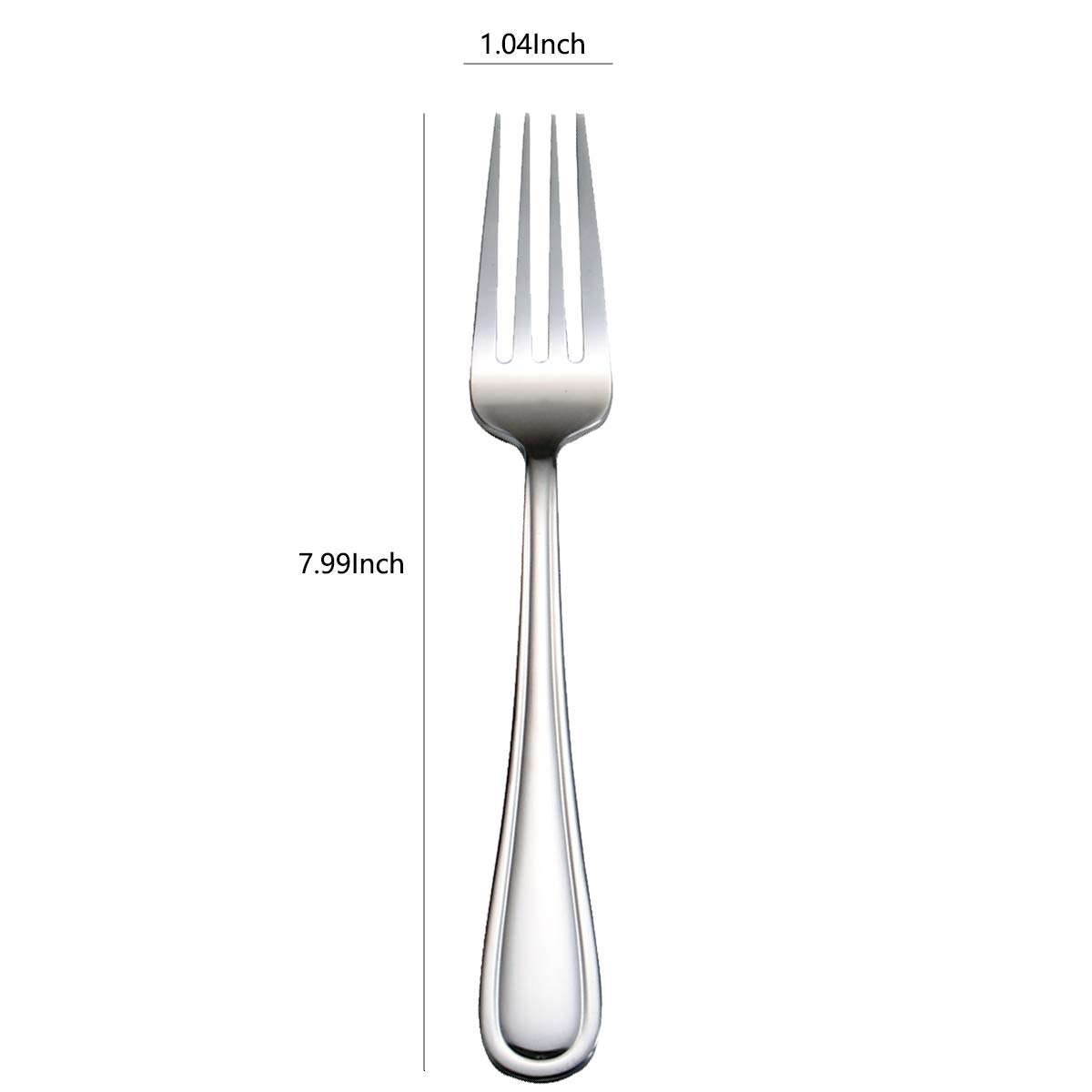 HISSF Dinner Forks Stainless Steel 18/0 of Table Forks 6 Pcs for Home, Kitchen Restaurant, Dishwasher Safe, 7.99 Inches, Silver