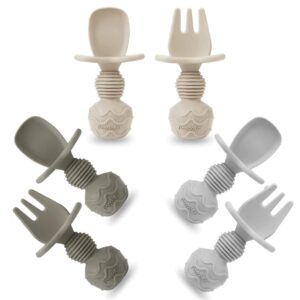 PandaEar 6 Pack Silicone Baby Spoons and Fork & 2 Cup