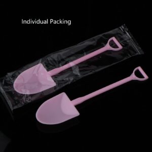 HAZOULEN Colorful Novelty Disposable Plastic Shovel Shape Dessert Spoon, Set of 100