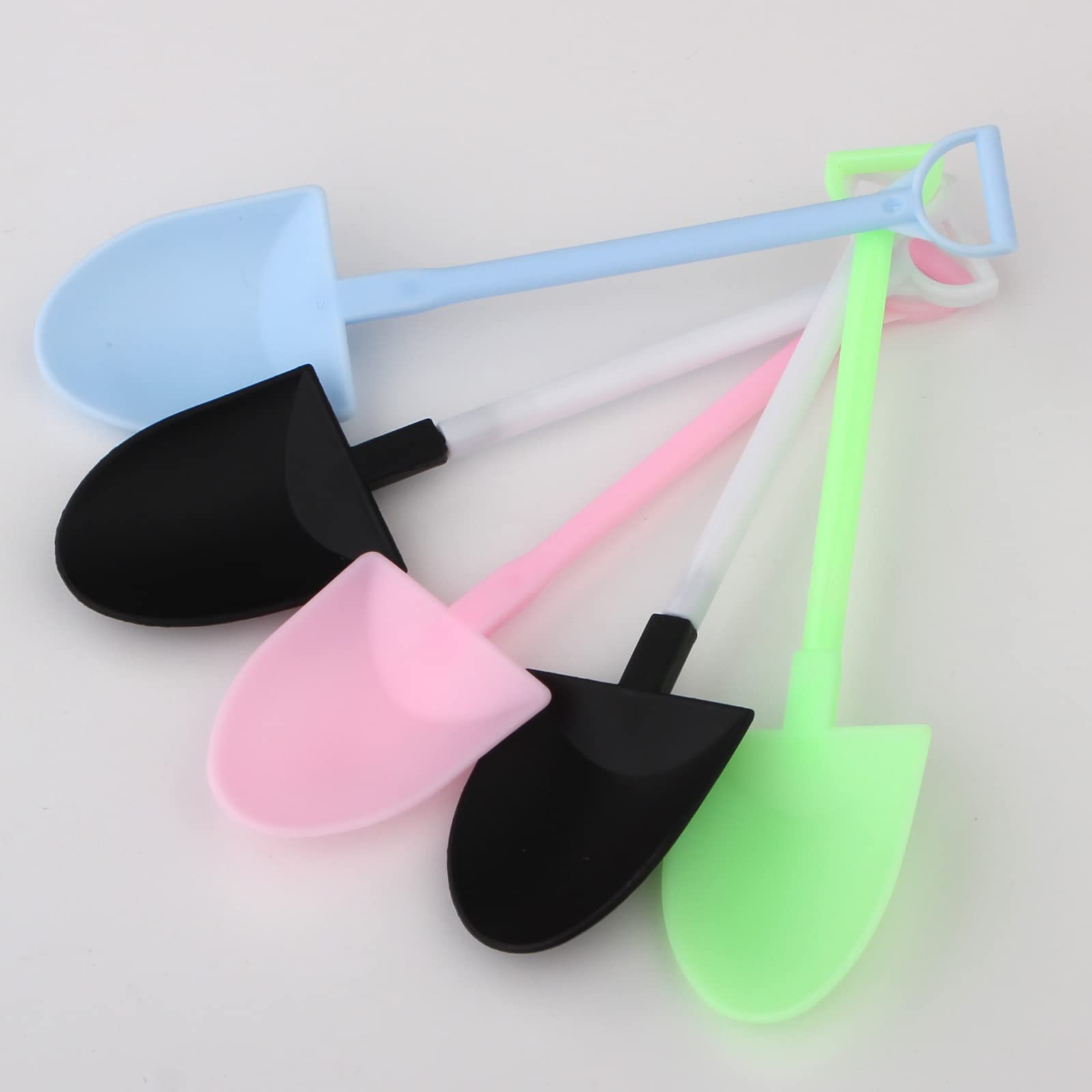 HAZOULEN Colorful Novelty Disposable Plastic Shovel Shape Dessert Spoon, Set of 100