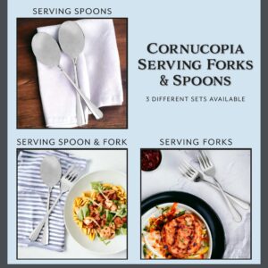 Cornucopia Serving Fork (2 Pack) Set of Two (2)- Elegant Top of the Line Serving Forks, Buffet & Banquet Style Serving Forks, 9" Stainless Steel