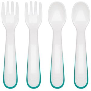 oxo tot plastic fork & spoon multipack - teal , 4 piece set (pack of 1)