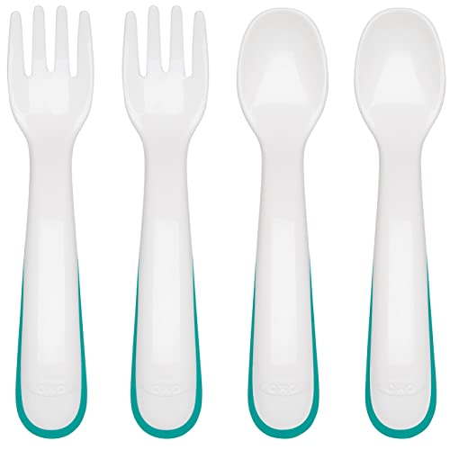 OXO Tot Plastic Fork & Spoon Multipack - Teal , 4 Piece Set (Pack of 1)