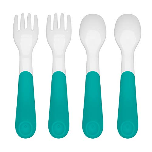 OXO Tot Plastic Fork & Spoon Multipack - Teal , 4 Piece Set (Pack of 1)