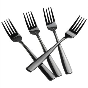teyyvn 16-piece mirror finish black stainless steel dinner forks, cutlery forks, 8.07-inch