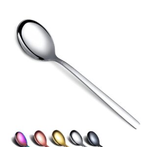 berglander dinner spoon of 6, stainless steel soup spoons silverware, shiny modern soup spoon table spoon set dishwasher safe