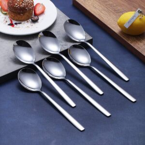 Berglander Dinner Spoon of 6, Stainless Steel Soup Spoons Silverware, Shiny Modern Soup Spoon Table Spoon Set Dishwasher Safe