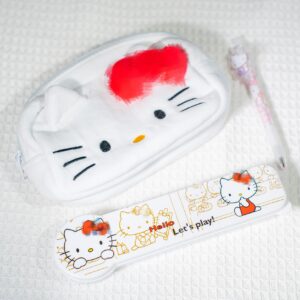 oneZHI Cartoon Kitty Utensils Set Includes Reusable Stainless Steel Fork Spoon Chopsticks And Cute Cat Carrying Case Durable