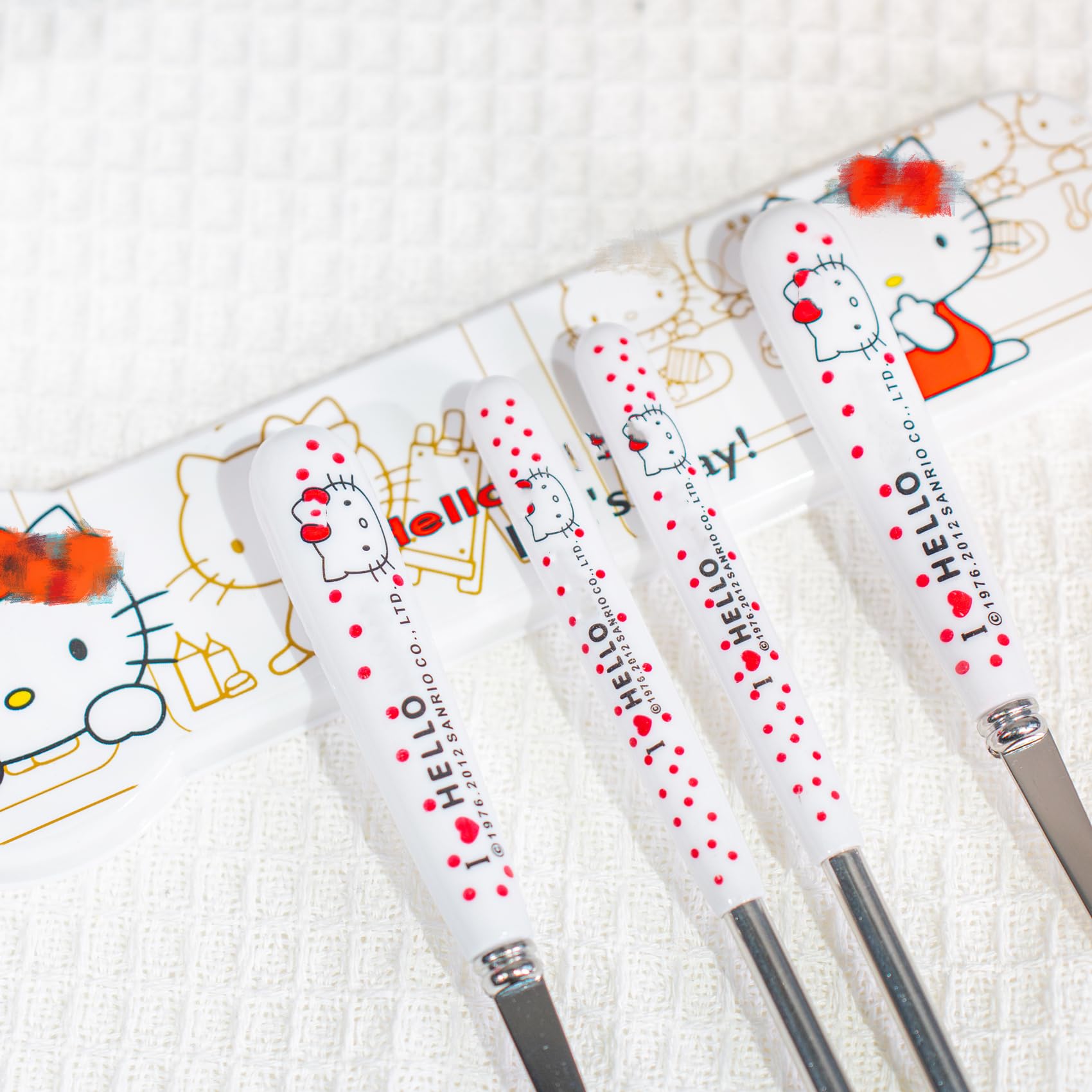oneZHI Cartoon Kitty Utensils Set Includes Reusable Stainless Steel Fork Spoon Chopsticks And Cute Cat Carrying Case Durable