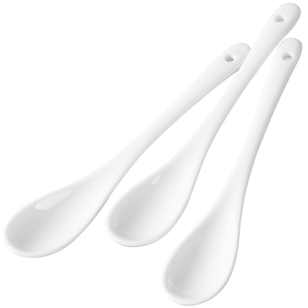 AKOAK 5 Inches White Ceramic Spoon for Coffee,Tea,Yogurt,Ice-cream,Appetizers and Desserts