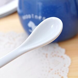 AKOAK 5 Inches White Ceramic Spoon for Coffee,Tea,Yogurt,Ice-cream,Appetizers and Desserts