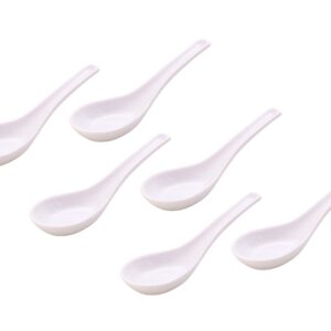 Nethan by MinhLong Premium Porcelain Ceramic Soup Spoon - 5.12 Inches (6 spoons, Plain White)