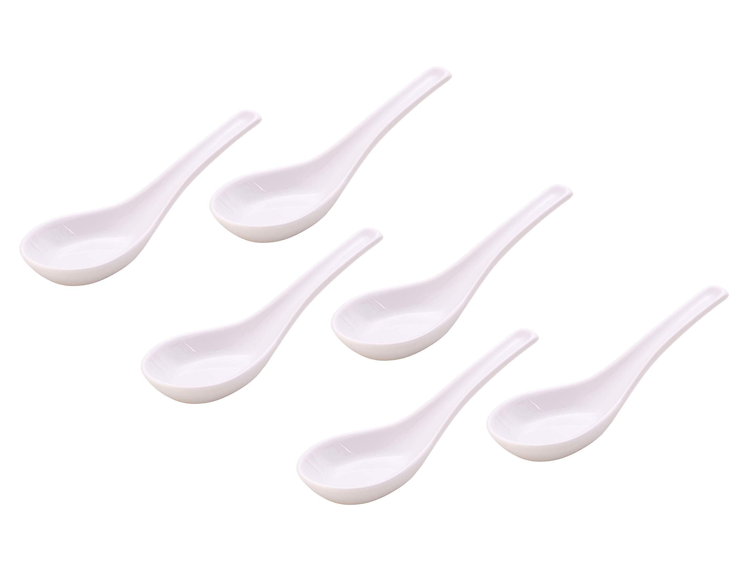 Nethan by MinhLong Premium Porcelain Ceramic Soup Spoon - 5.12 Inches (6 spoons, Plain White)