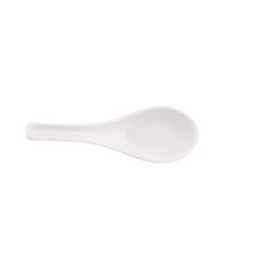 Nethan by MinhLong Premium Porcelain Ceramic Soup Spoon - 5.12 Inches (6 spoons, Plain White)