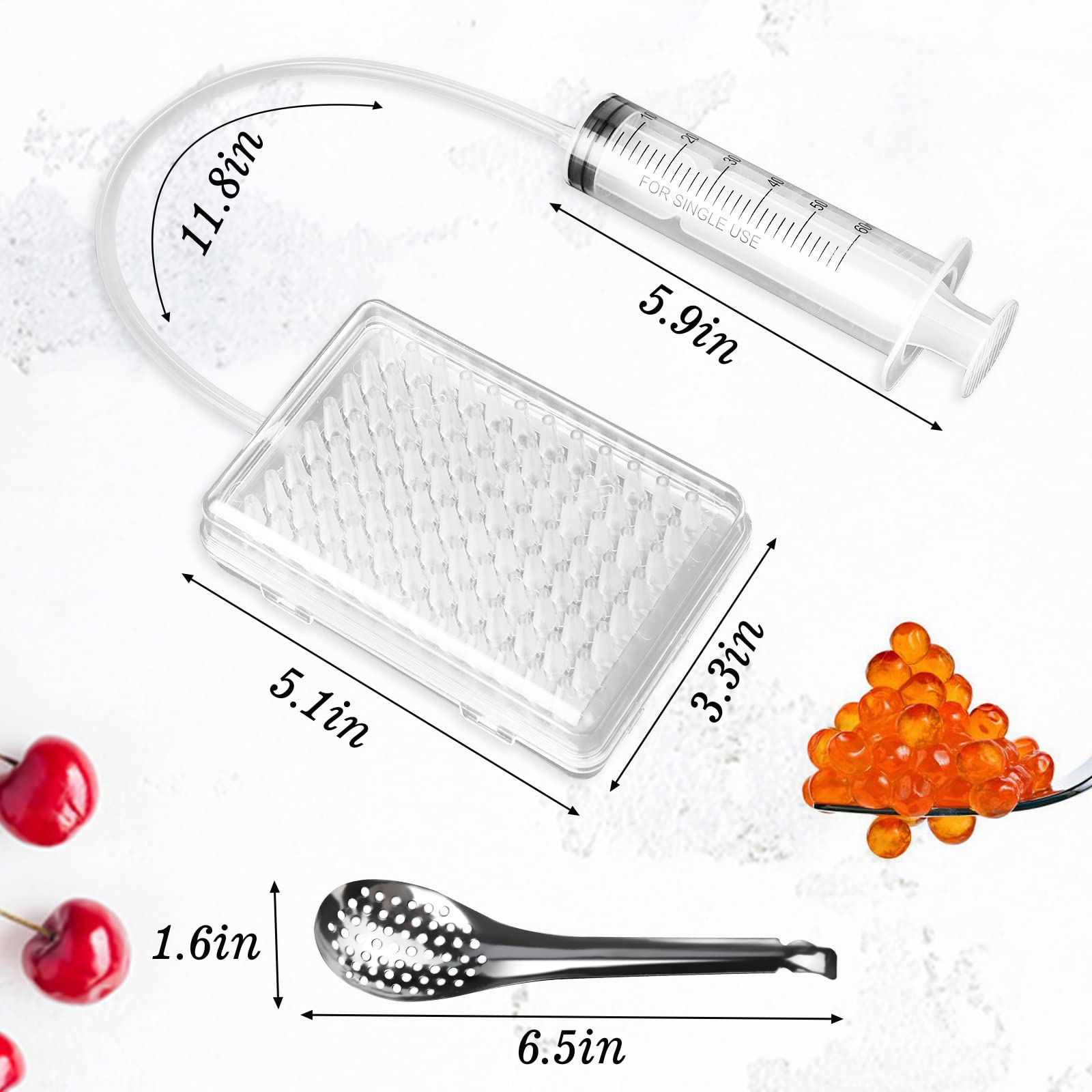 Gimify Caviar Maker Box, Spherification Dropper | Molecular Gastronomy Kit | 96 Holes Roe Sauce Dispenser Strainer Tools with Spoon & Syringe